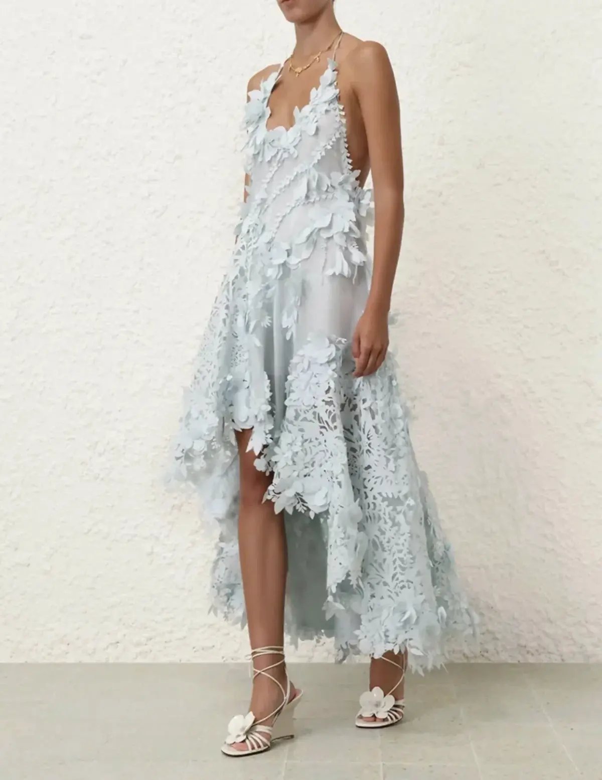 Zimmermann Natura Lasercut Halter Dress Ice Blue Size 0 / AU 8 photo 4