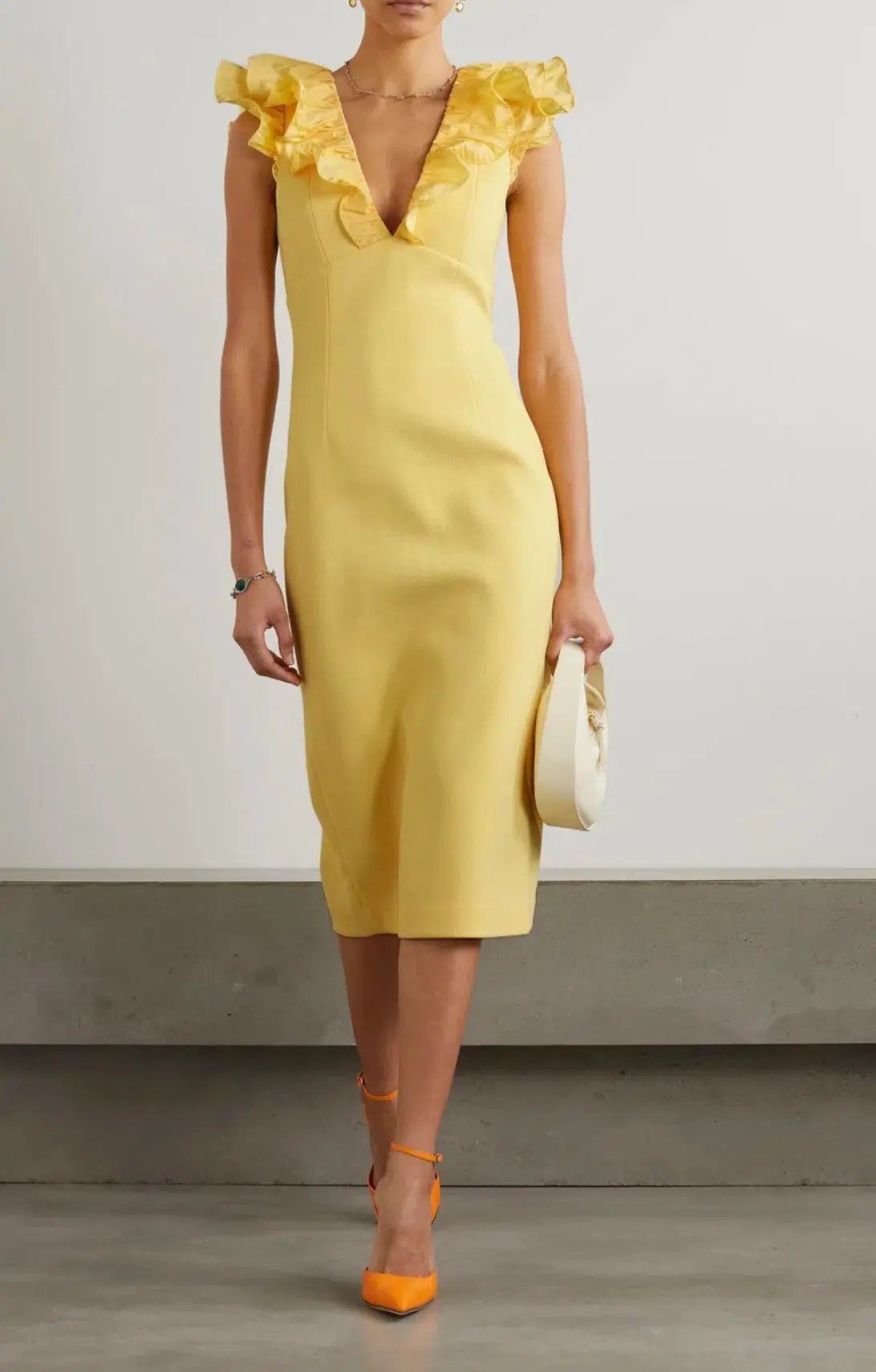 Rebecca Vallance Chloe Midi Dress Yellow Size 10 photo 7