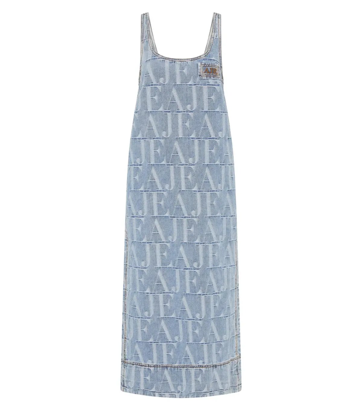 Aje Nostalgia Denim Midi Dress Coastal Logo Wash Size AU 8 photo 4