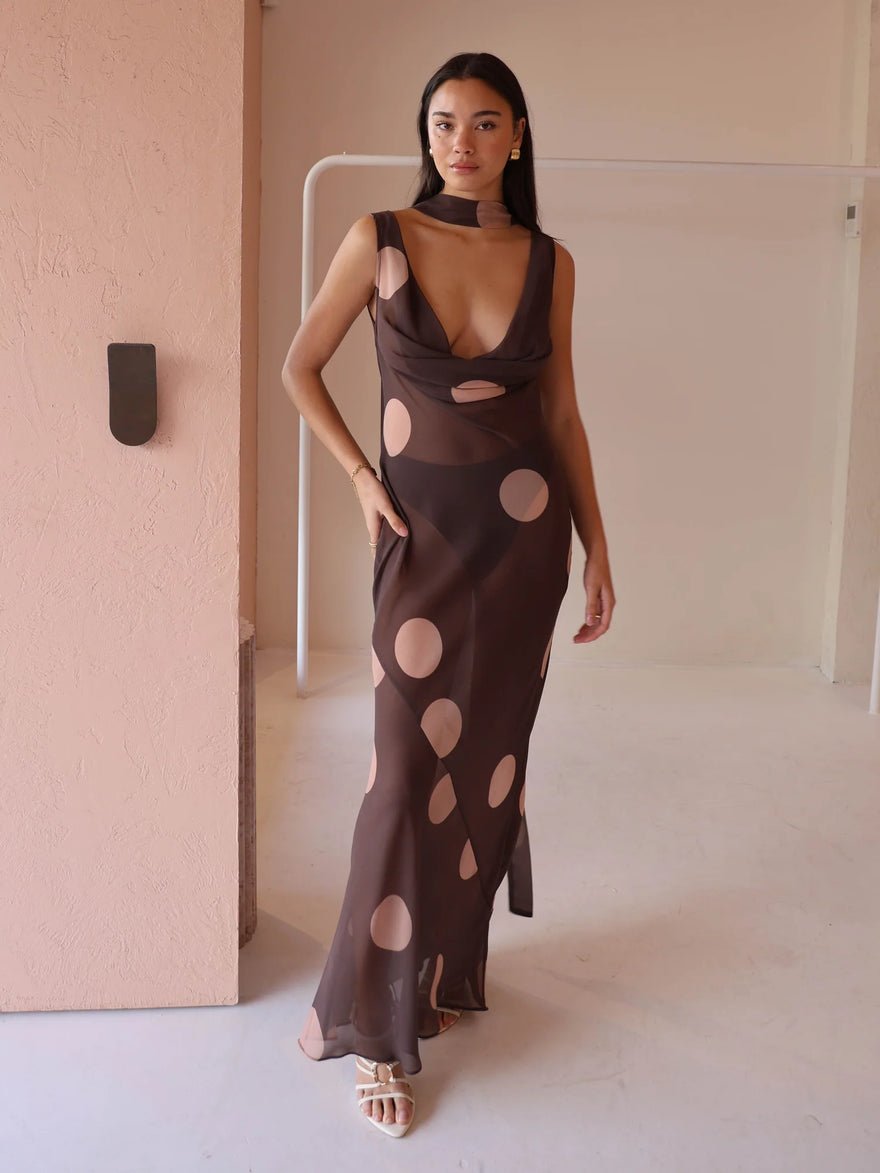 By Nicola Juno Maxi Dress - Chocolate Polka photo 2