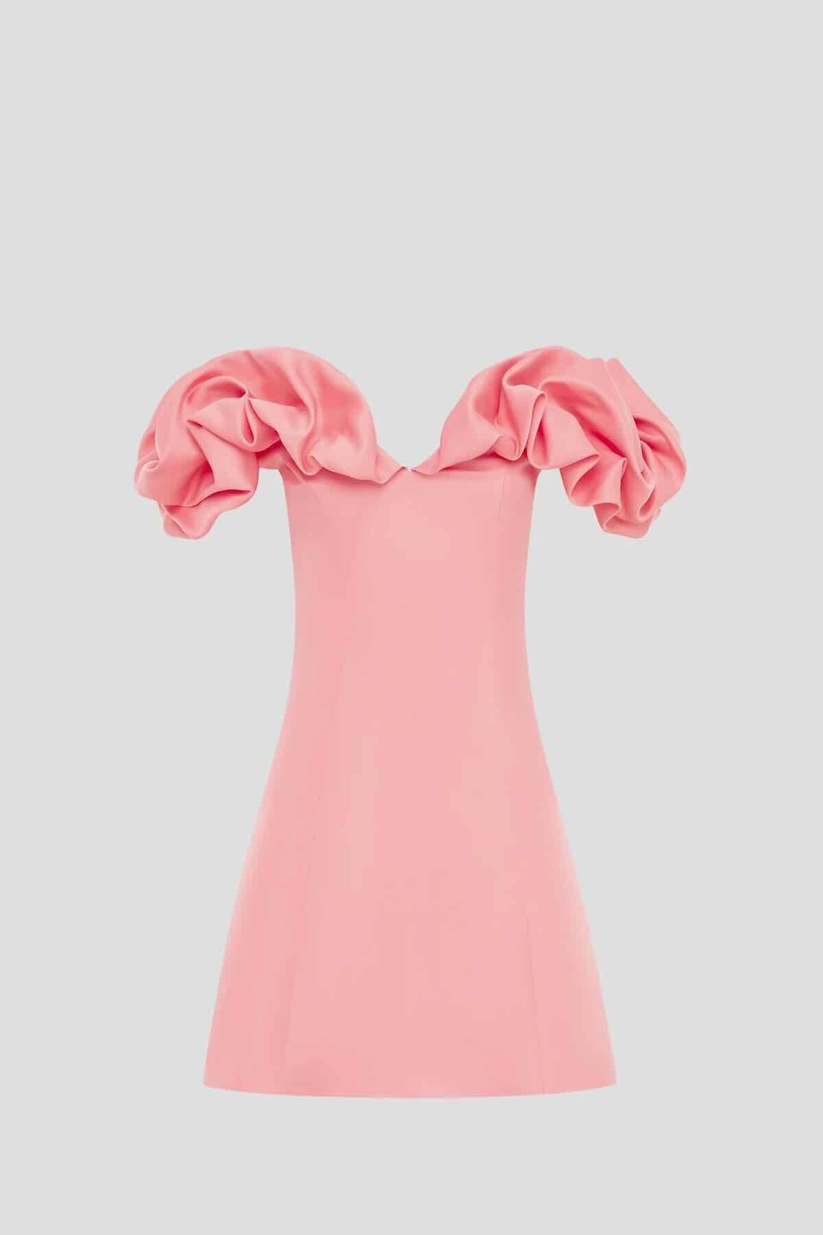 LEO LIN BELLA OFF SHOULDER FRILL MINI DRESS - STRAWBERRY PINK photo 5