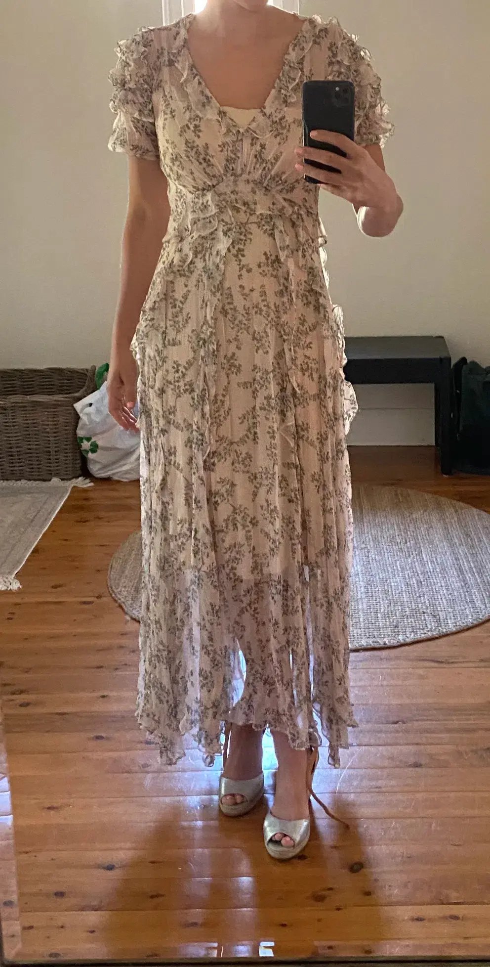 Rachel Gilbert Chiara Silk Floral Maxi Dress Size 1/Au 8 photo 3