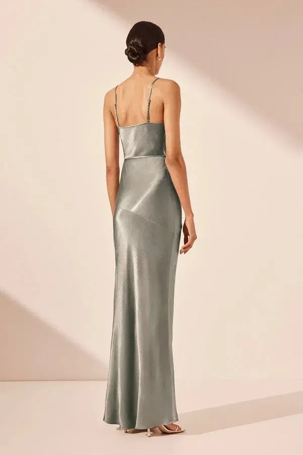 Shona Joy La Lune Bias Cowl Midi Dress Sage Size 10 photo 4