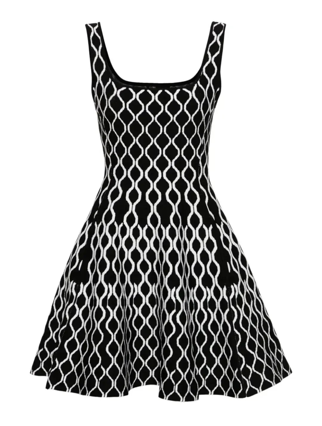 Maje Pattern Jacquard Flared Mini Dress Black/White Size 8 photo 4