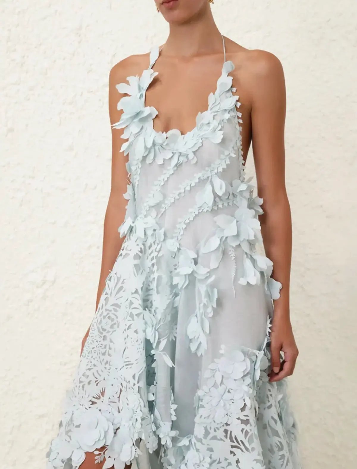 Zimmermann Natura Lasercut Halter Dress Ice Blue Size 0 / AU 8 photo 5