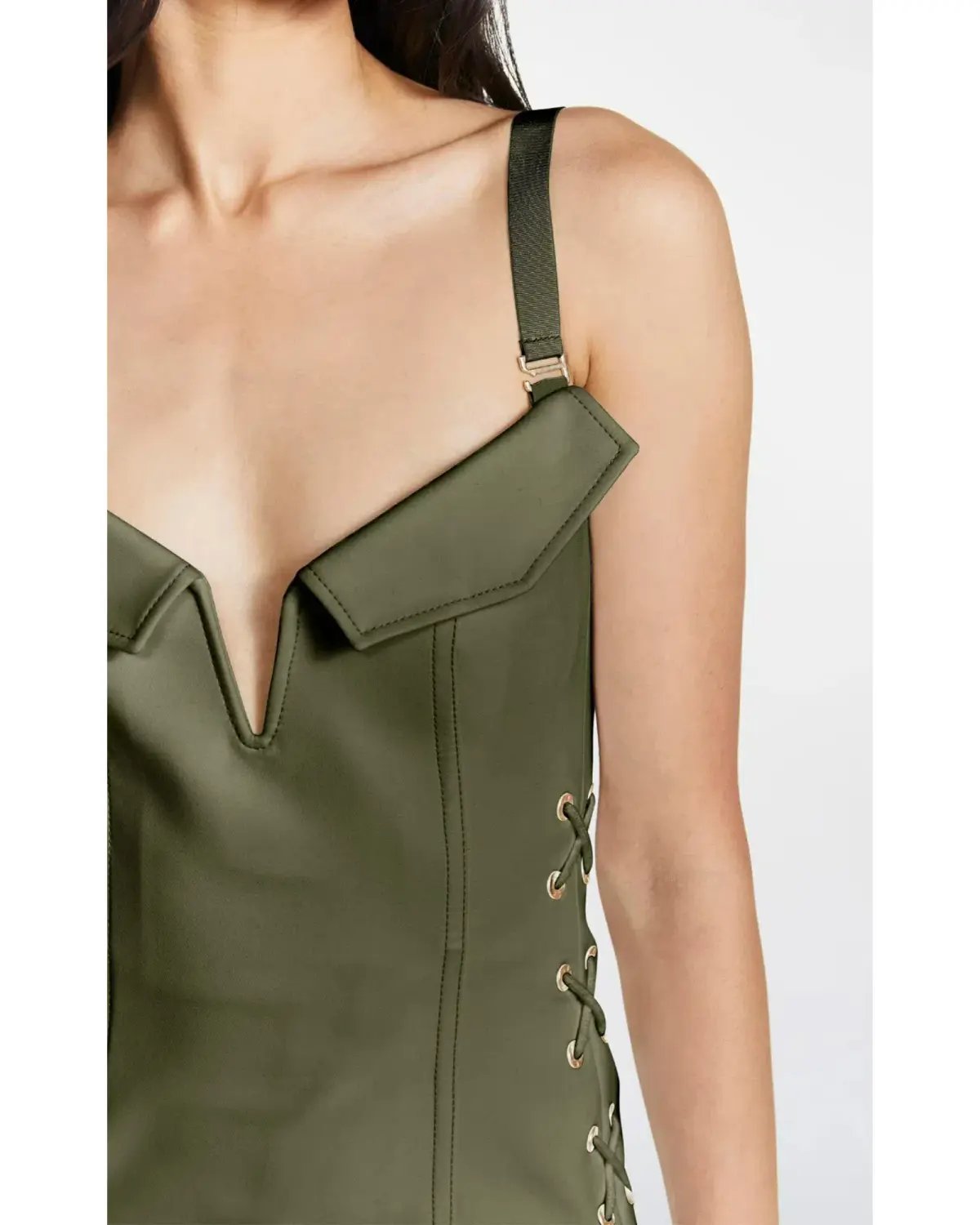 Dion Lee Laced Bonded Mini Dress in Moss Green Size AU 6 photo 2
