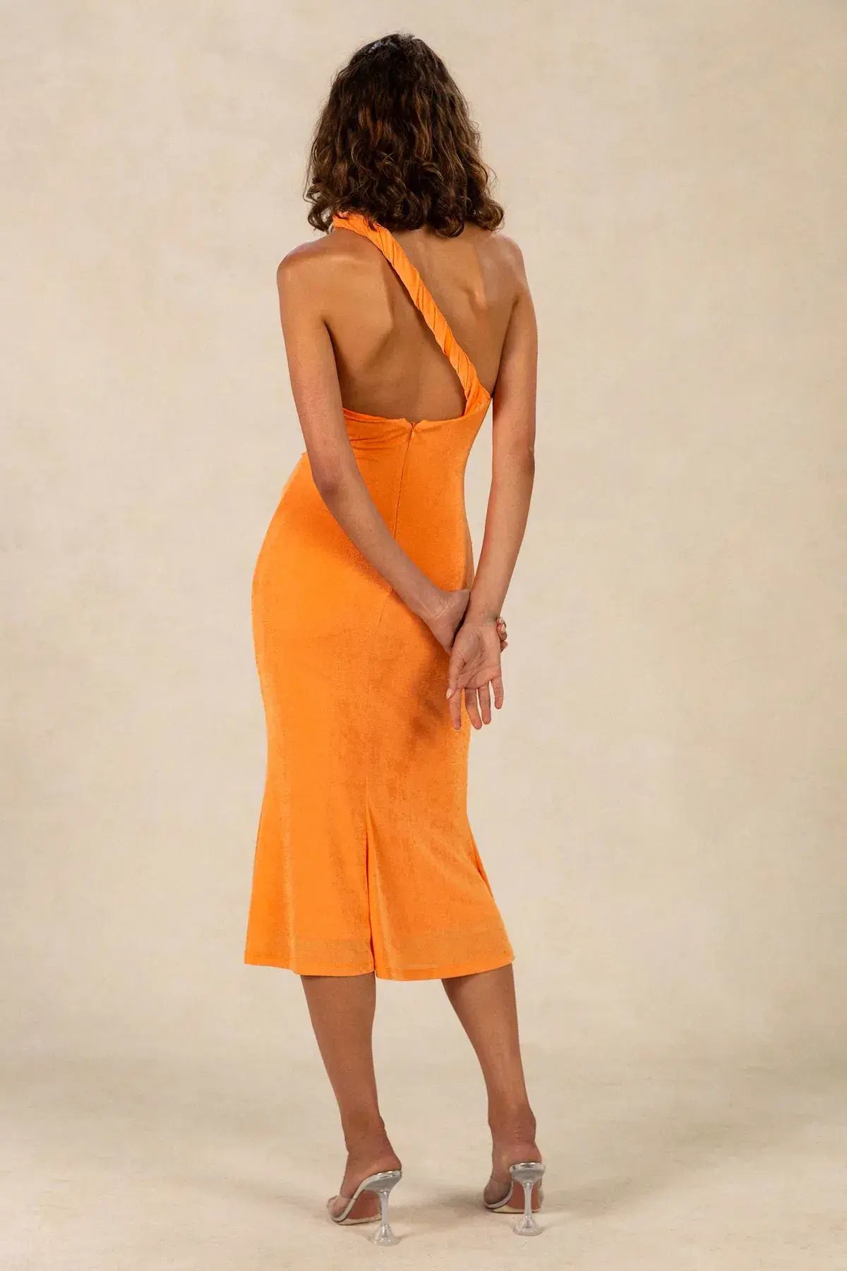 Misha Dune Slinky Jersey Midi Dress Orange Size 10/M photo 2