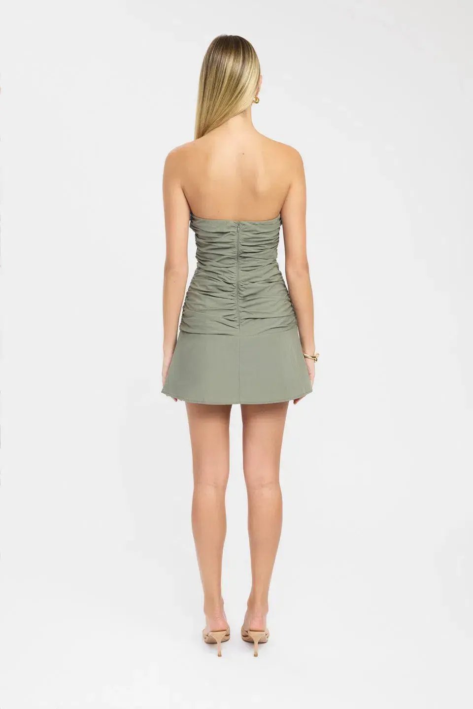 Kookai Romeo Strapless Mini Dress in Moss Size 6 photo 3