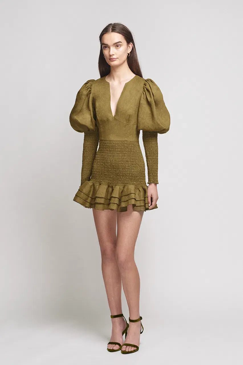 Joslin Studio Morgan Linen Mini Dress Camo Size 10 photo 2