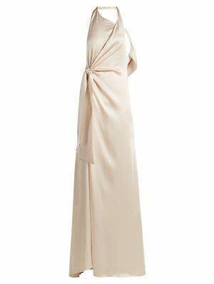 Jonathan Simkhai Silk Satin Halterneck Gown Cream Size 6 photo 3