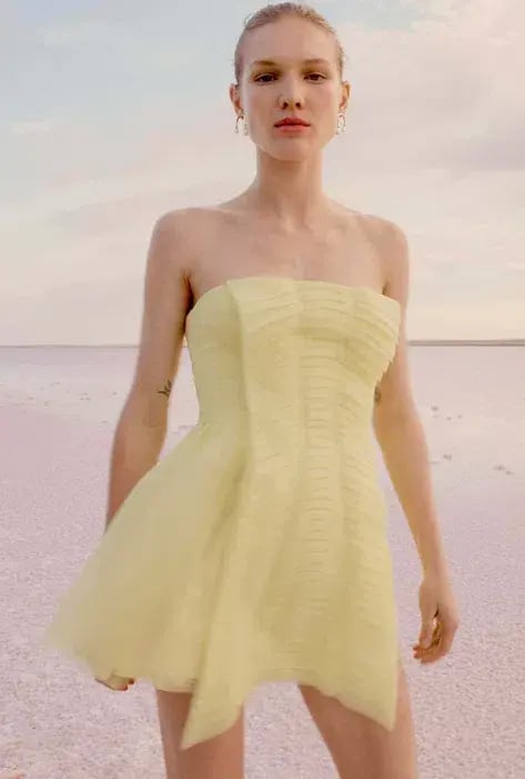 Aje Astrid Strapless Mini Dress Yellow Size AU 6 photo 4