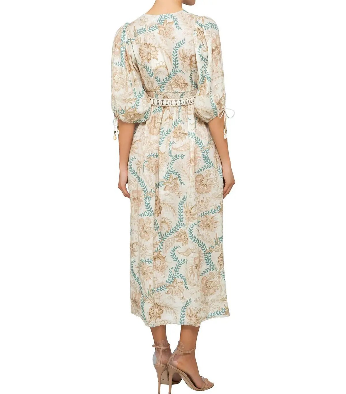 Zimmermann Veneto Floral Shirred Waist Midi Dress Print Size 0 / Size AU 8 photo 2