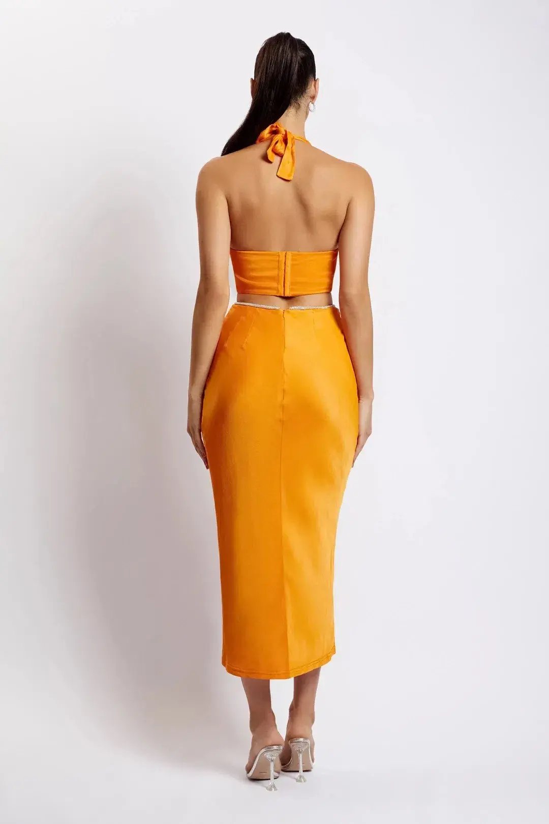 Meshki Lila Diamante Rope Midi Dress in Mandarin Size 12 photo 2