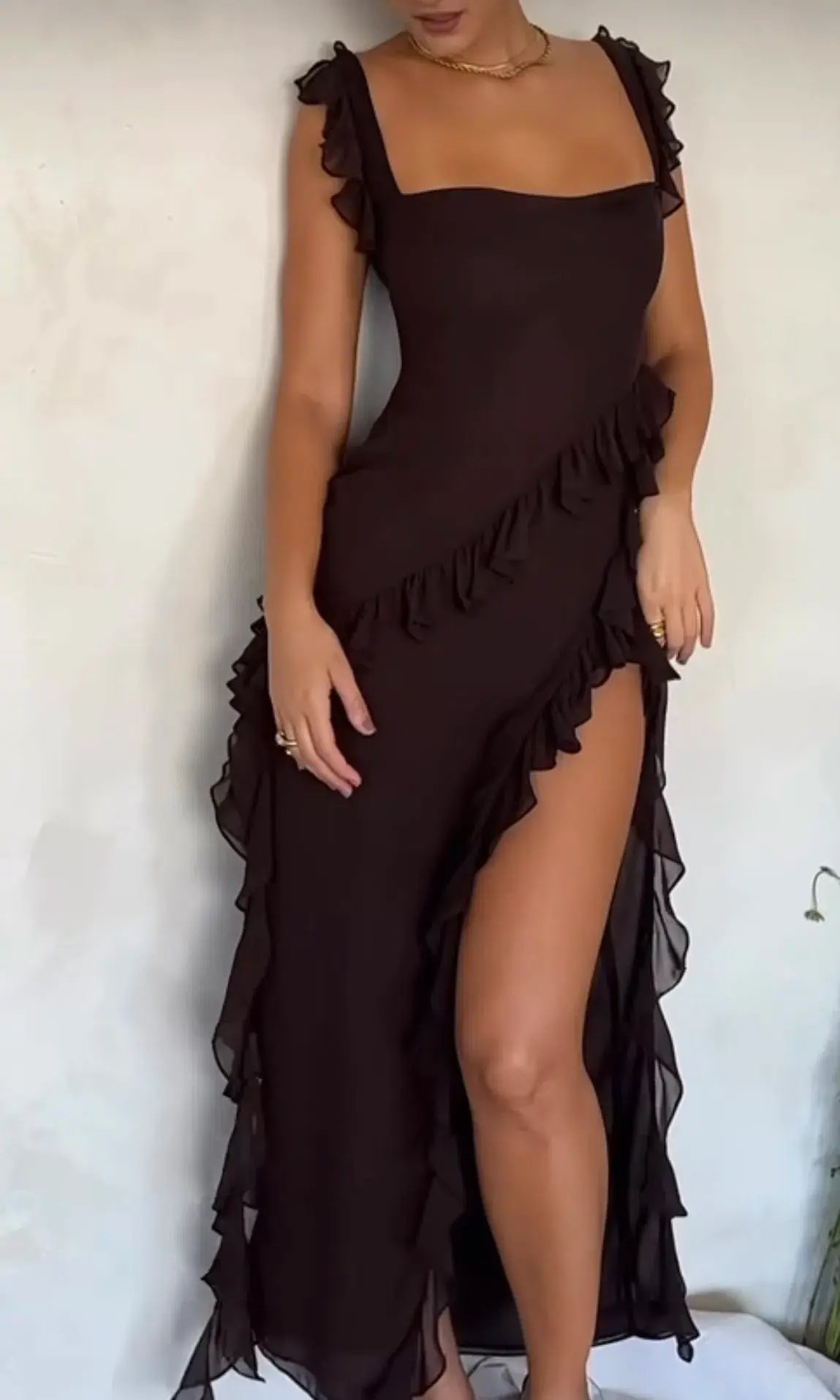 House Of CB Ariela Ruffle Maxi Dress Brown Size S / AU 8 photo 7
