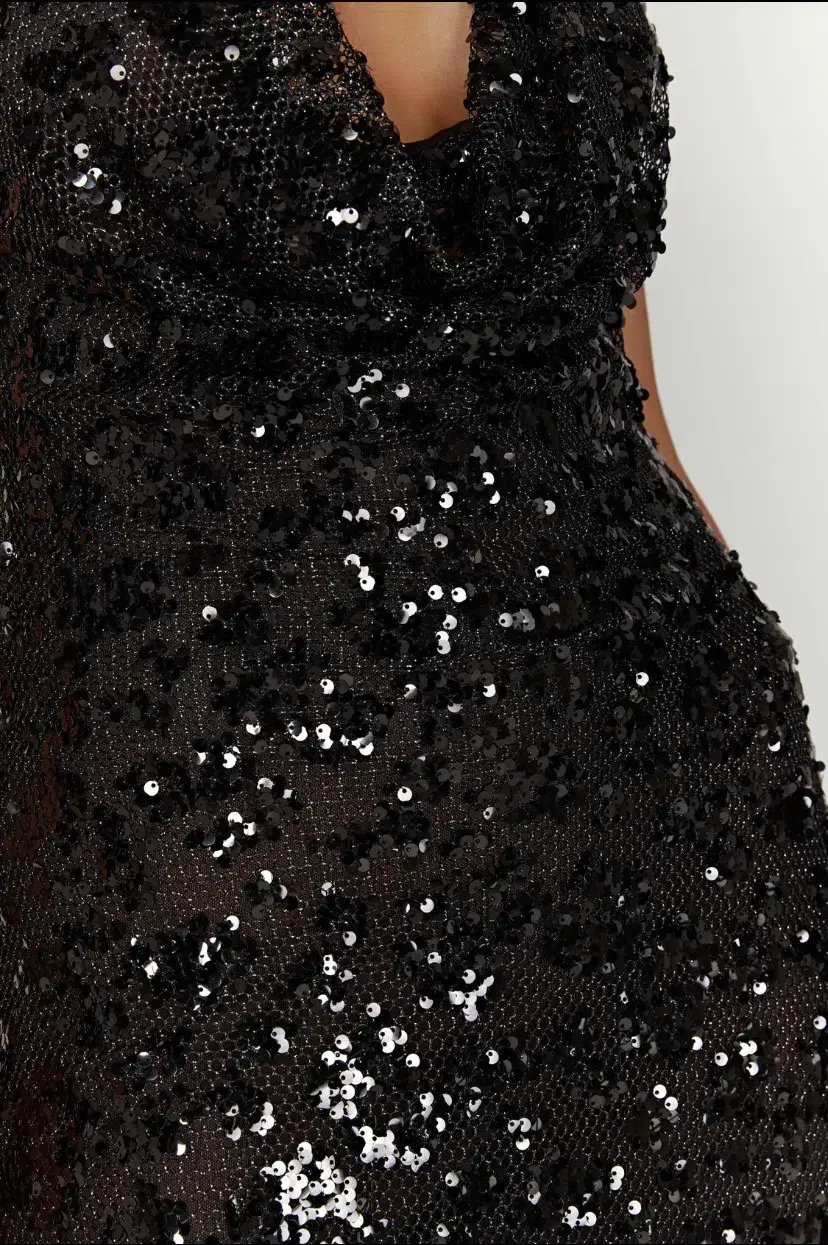 Meshki Nicola Plunge Neck Sequin Maxi Black Size M/AU 10 photo 6