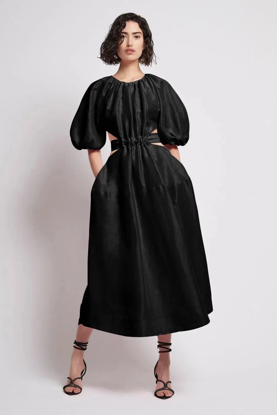 Aje Mimosa Cut Out Midi Dress Black Size 10 photo 2