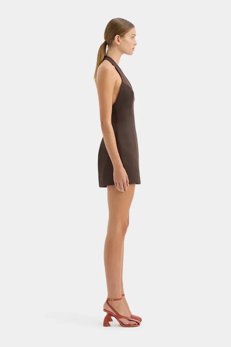 Sir the Label Sandrine Halter Mini Dress Chocolate Brown Size 0 / AU 6 photo 4