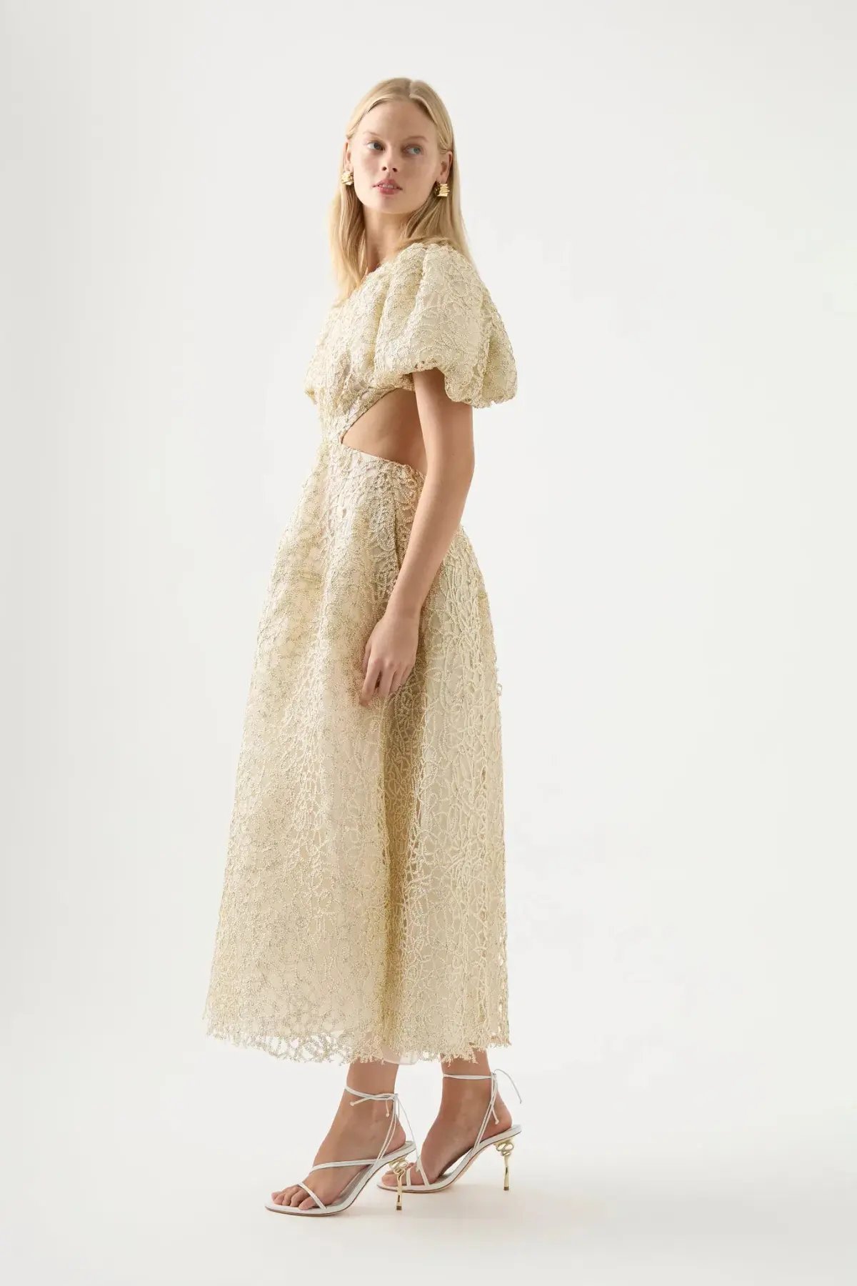 Aje Patina Lace Midi Dress Ivory Size AU 14 photo 2