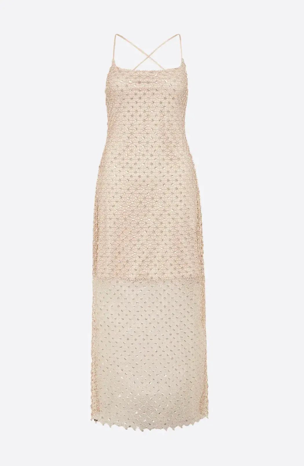 Manning Cartell Crochet Sequin Slip Dress in Buff Nude Size 12 photo 3
