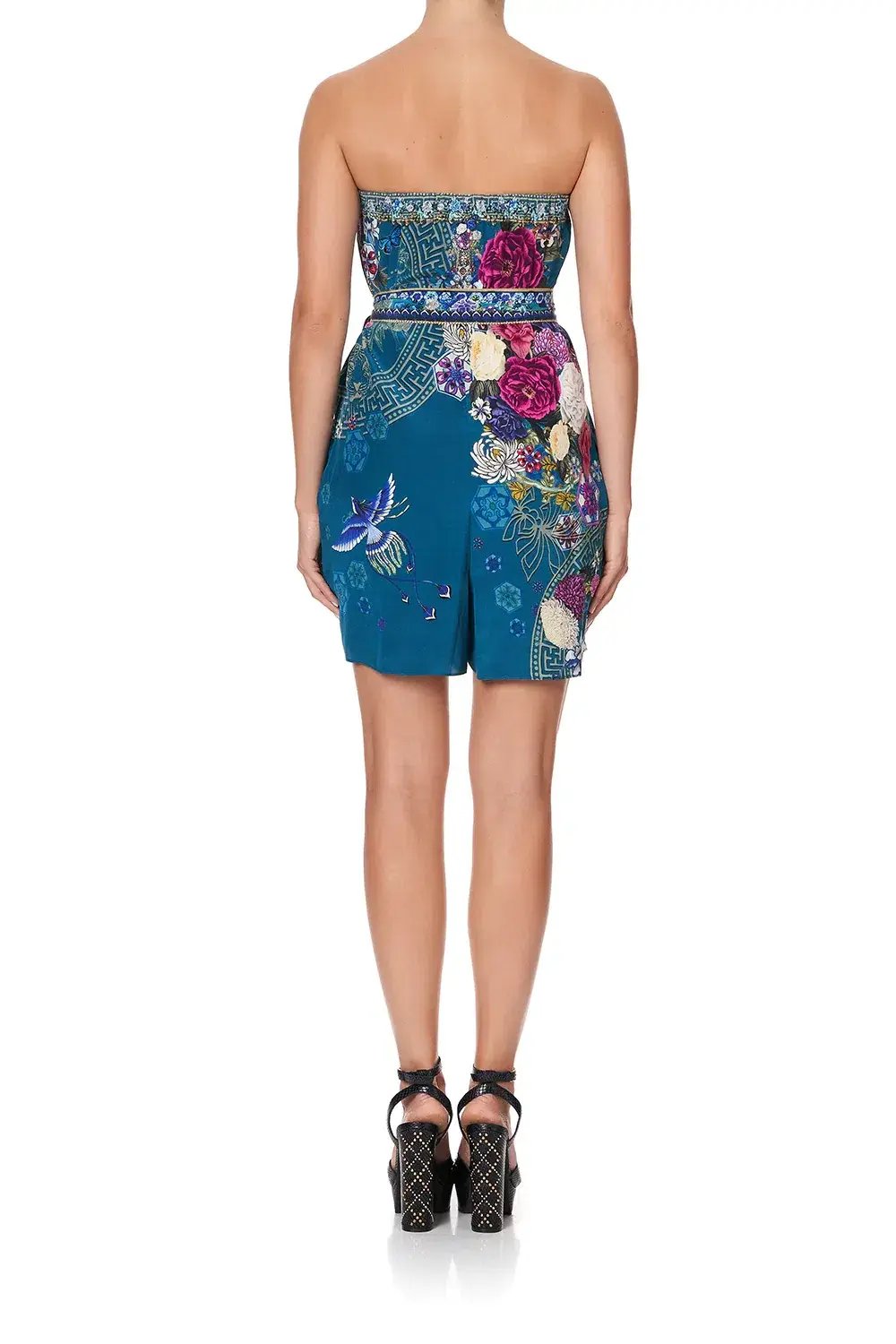Camilla Strapless Playsuit with Waist Tie Lunar Gazing Print Size XS/Au 8 photo 5