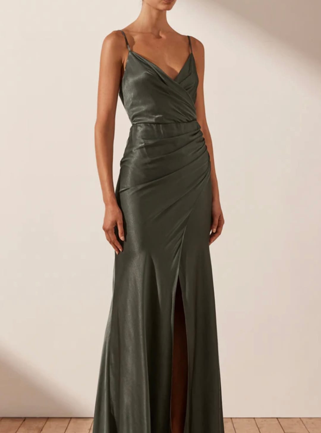 LA LUNE CROSS DRAPED MAXI DRESS – OLIVE – by Shona Joy photo 3