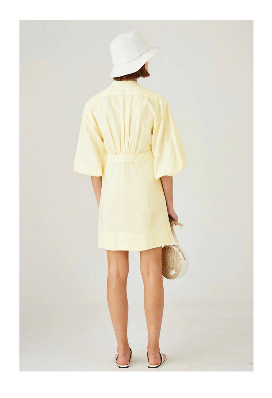 Oroton Cotton-Linen Full Sleeve Sorbet Yellow Dress Size 8 photo 3