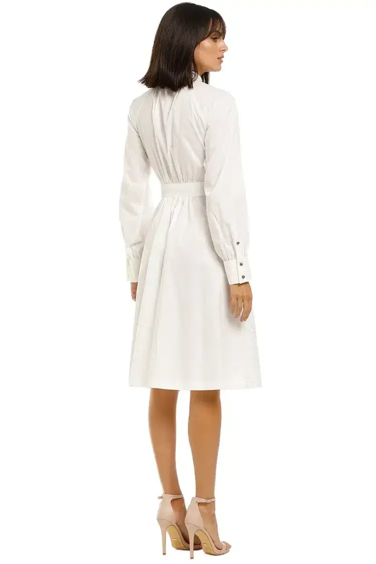 Leo Lin Serenity Lace Shirt Dress in White Size 8 photo 3