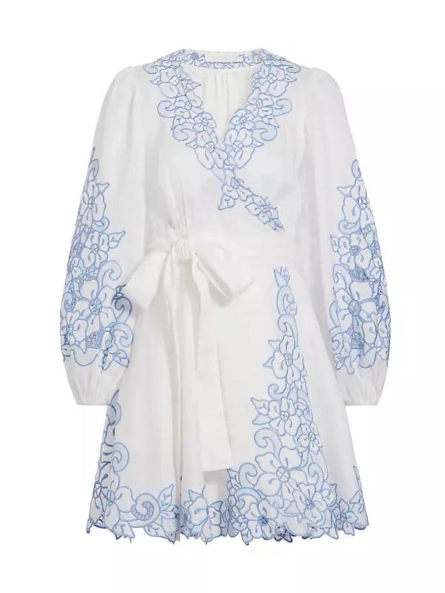 Zimmermann Golden Embroidered Belted Mini Dress photo 3