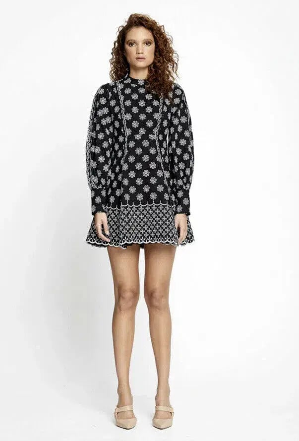 Alice Mccall Black Angels Sleeve Mini Dress Black/White Print Size 10 photo 4