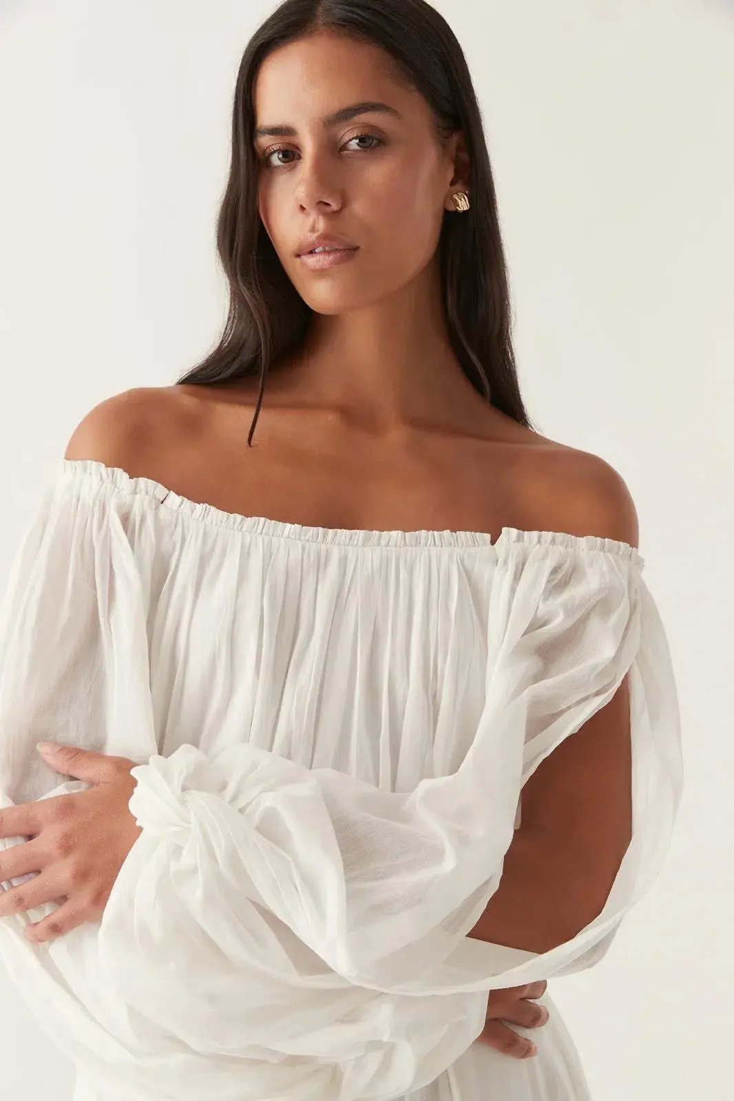 Aje Avani Smock Midi Dress Ivory Size 10 photo 4