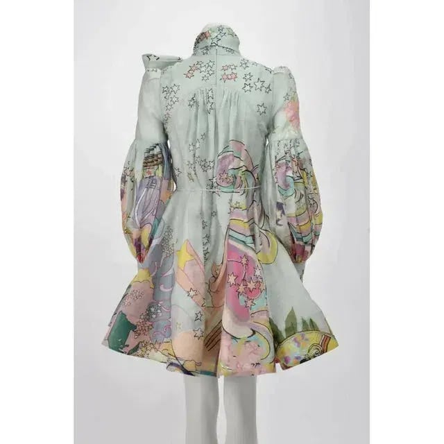 Zimmermann Concert Tie Neck Mini Dress Print Size AU 12 photo 4