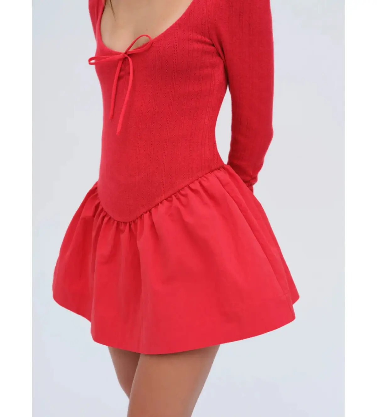 For Love and Lemons Pointelle Mini Dress Red Size S / AU 8 photo 2