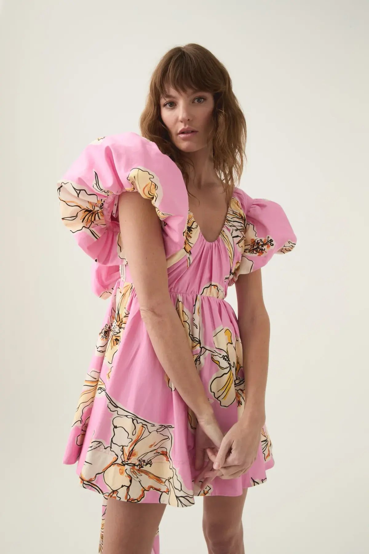 Aje Gretta Bow Back Mini Dress Pink Hibiscus Size AU 14 photo 4