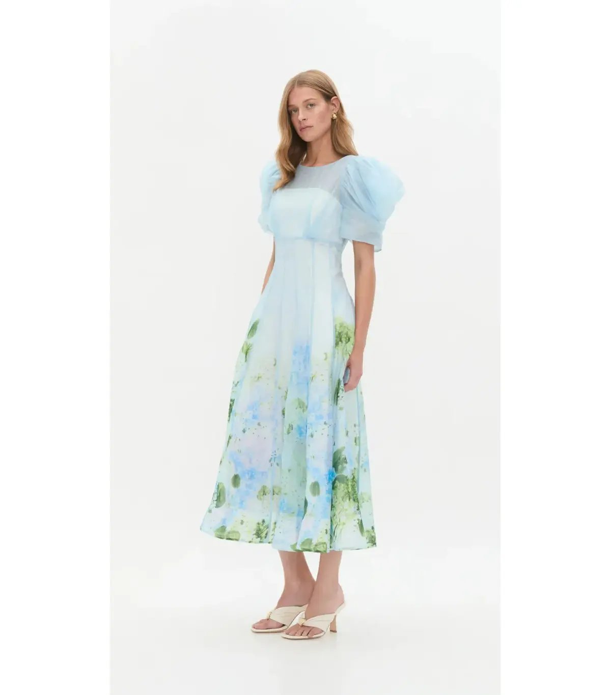 Aje Clementine Midi Dress in Blue Hydrangea Size AU 10 photo 2