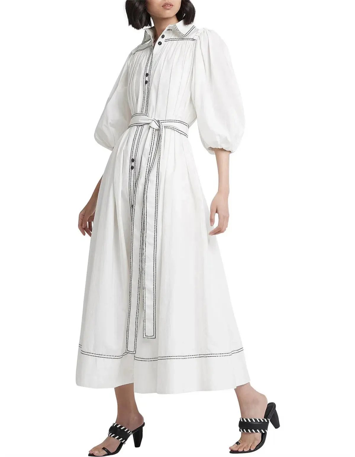 AJE Epiphany Midi Shirt Dress White Size AU 8 photo 2
