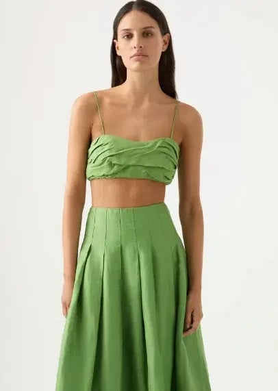 Aje Thea Draped Twist Crop Top & Paradiso Cinched Midi Skirt Set Green Size 12 / L photo 2