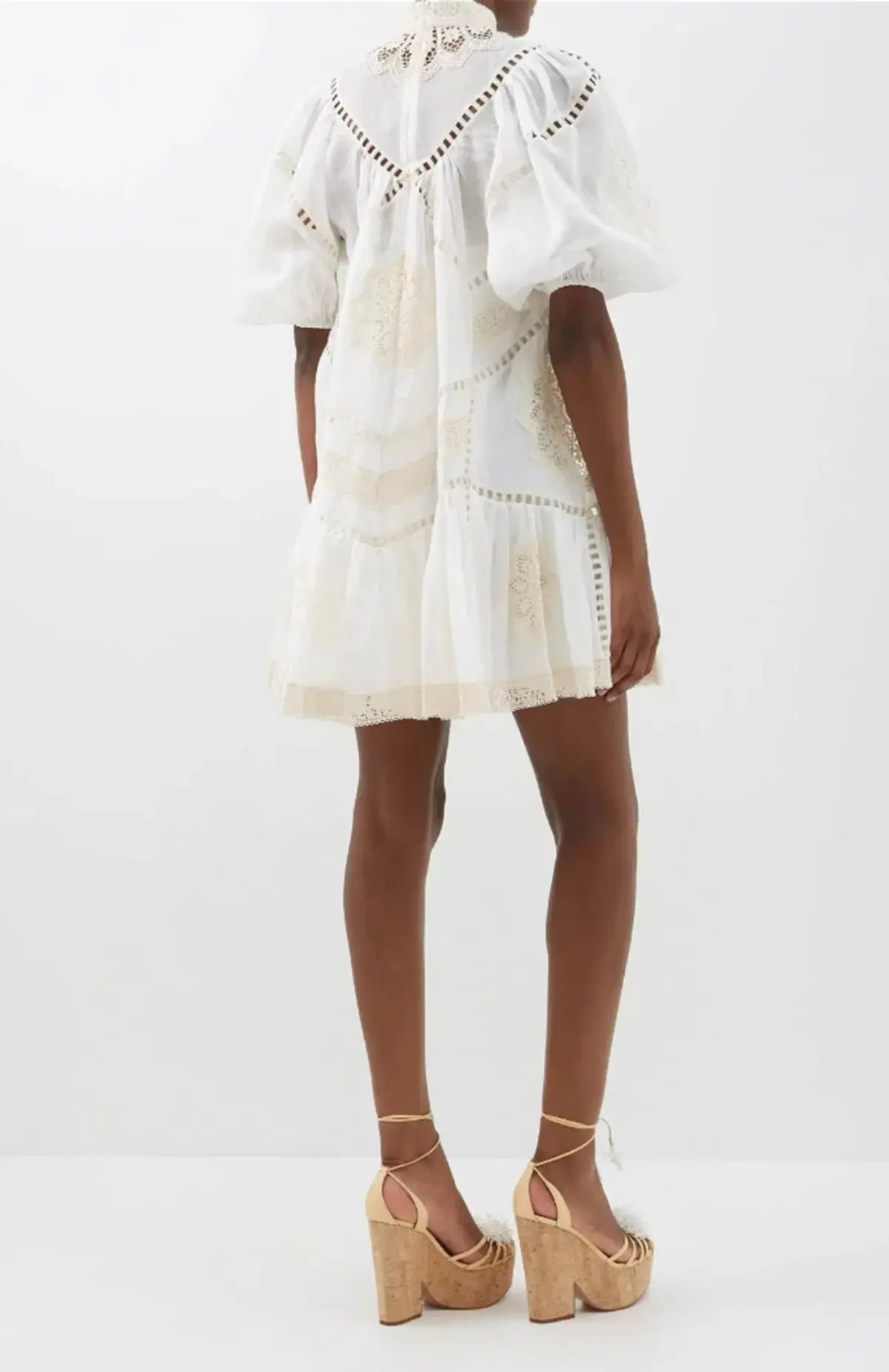 Zimmermann Jude Guipure Lace Trim Mini Dress in Cream Size 1/AU 10 photo 2