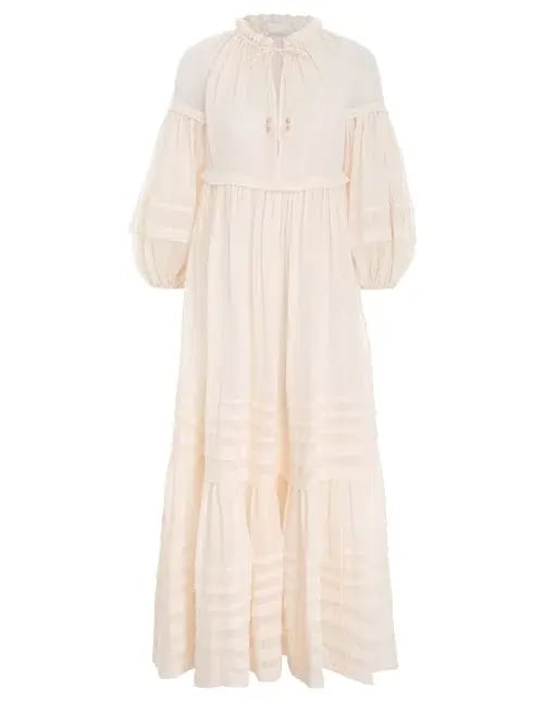 Zimmermann Moonshine Tuck Midi Dress Cream Size 1 / AU 10 photo 5