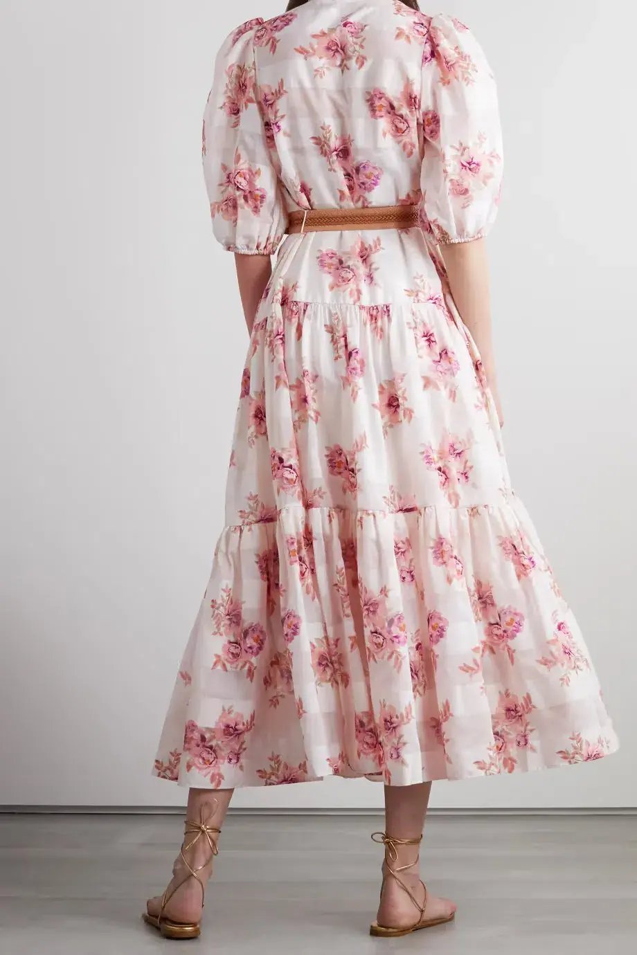 Zimmermann Rosa Belted Floral-Print Cotton and Silk-Blend Jacquard Midi Shirt Dress Size 16 photo 3