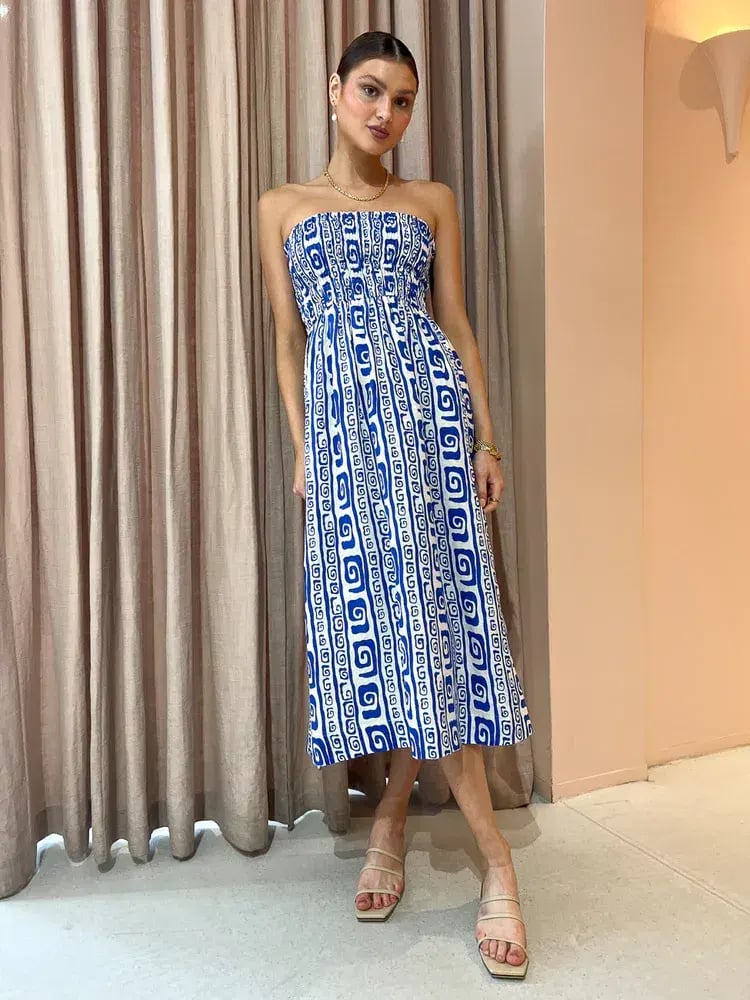 Faithfull the Brand Musee Midi Dress in Island Blue Pacific Print Size 6 photo 6