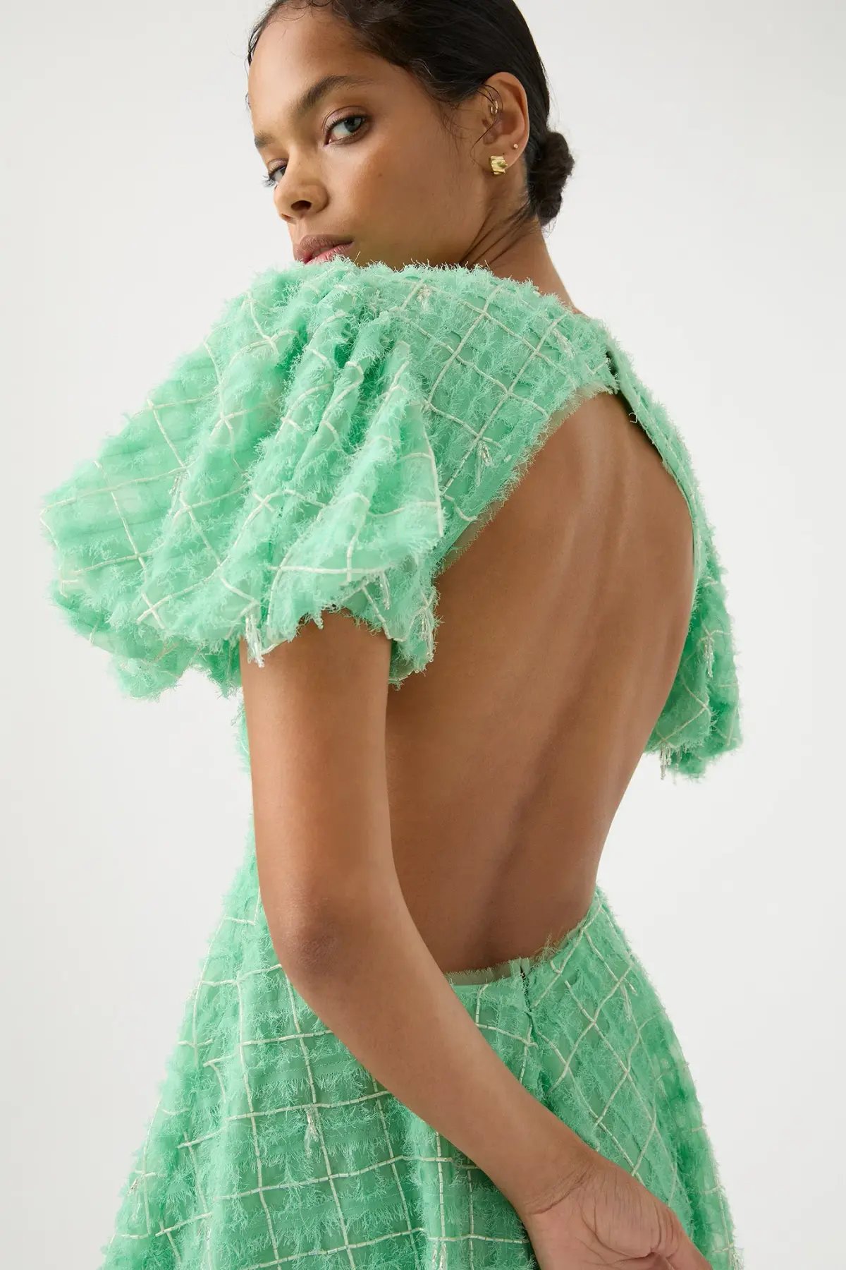 Aje Context Embellished Mini Dress Marine Green Size 8 photo 2