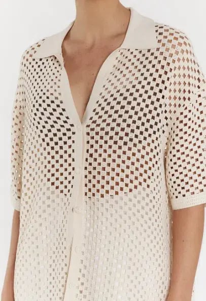 DISSH Sonny Natural Crochet Shirt beige size 6 photo 2