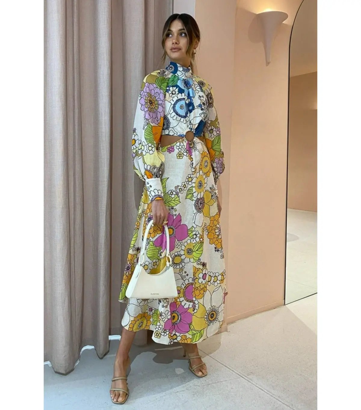 Alemais Farrah Cut Out Midi Dress Floral Size AU 12 photo 3