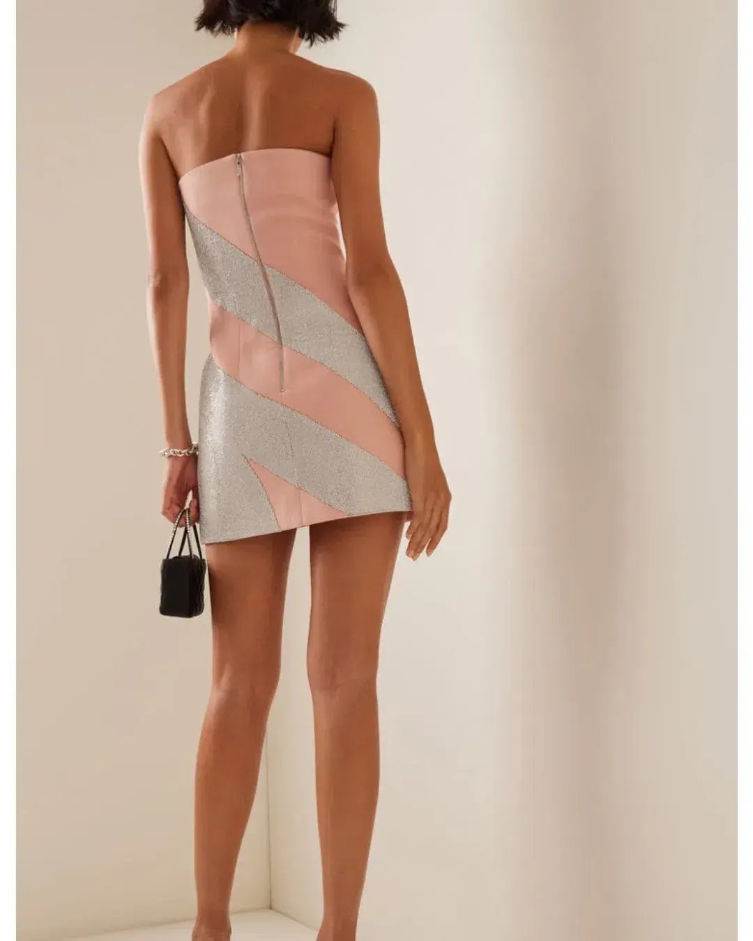 Nué Exclusive Crystal Embellished Jersey Mini Dress Neutral Size 8 photo 3