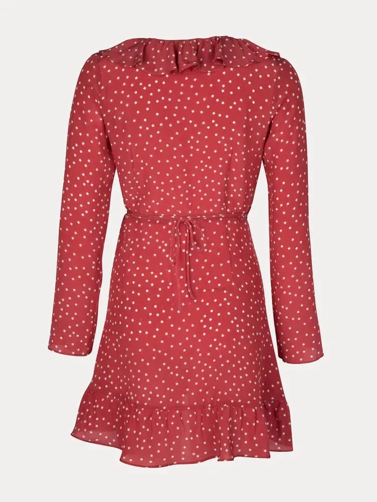 Realisation Par Alexandra Red Star Wrap Dress Red Print Size 6 photo 4