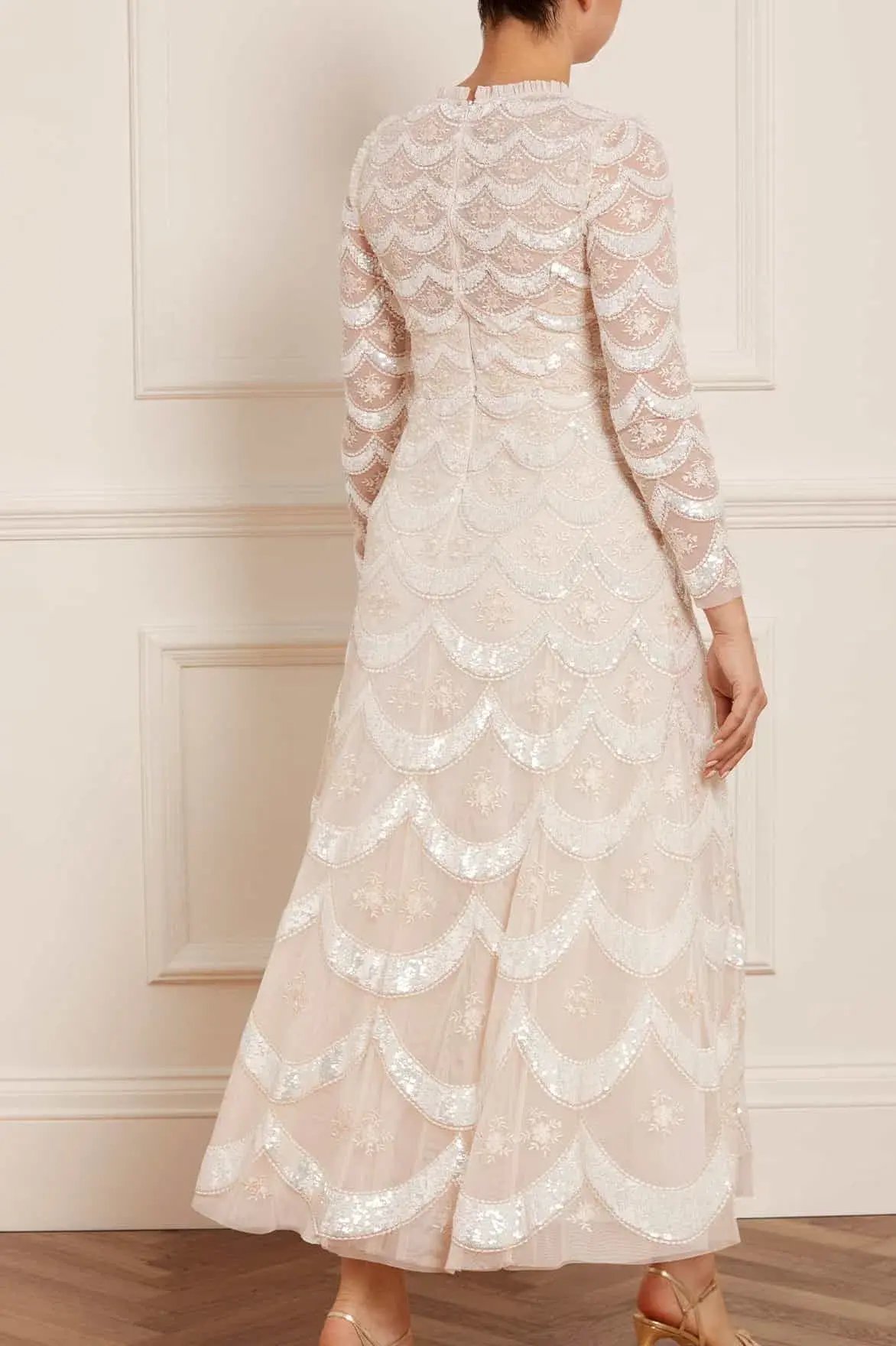 Needle and Thread Fifi Long Sleeve Ankle Gown Champagne Size 10 photo 4