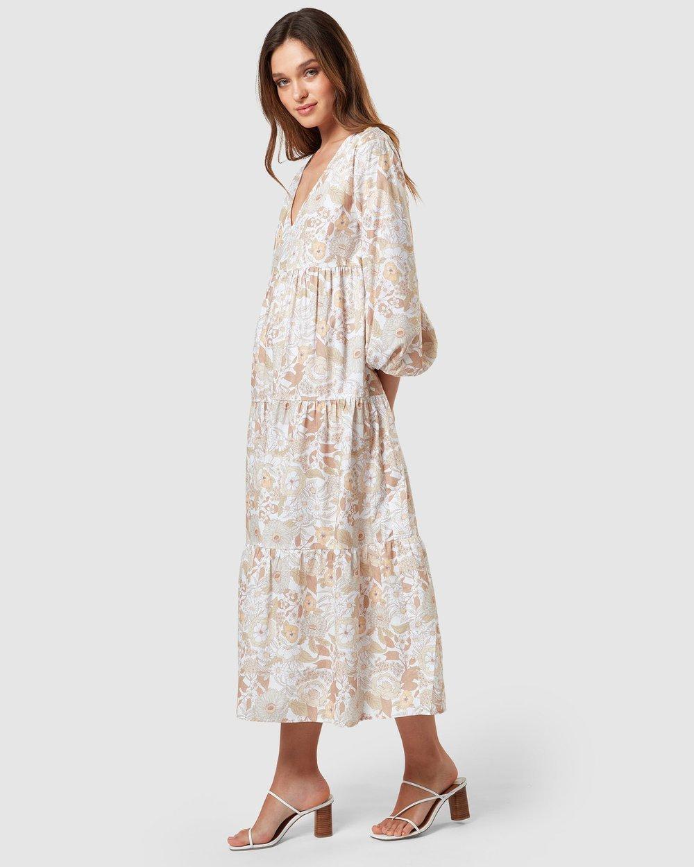 Charlie Holiday Agatha Floral Tiered Cotton Dress Print Size 8 photo 2
