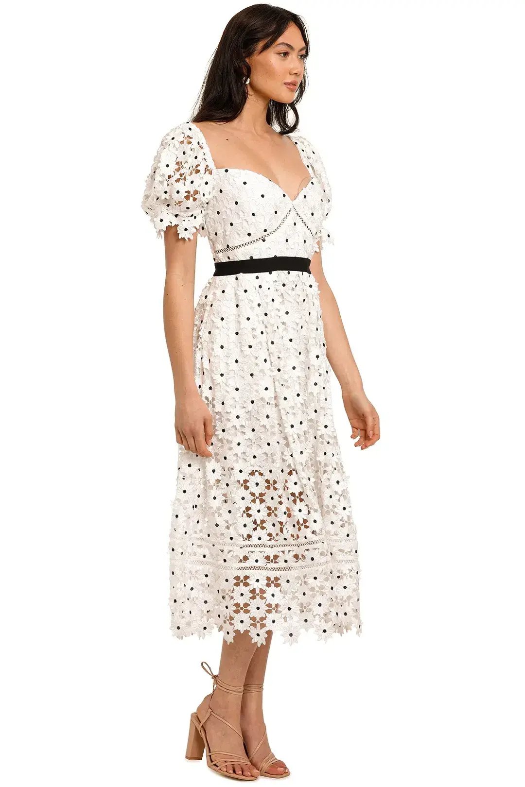 Self Portrait Daisy Lace Midi Dress in Polka Dot Size 10 photo 4