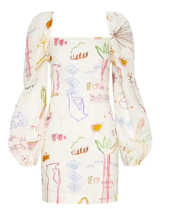 Kate Ford Willow Puff Mini Dress Print Size 10 photo 4