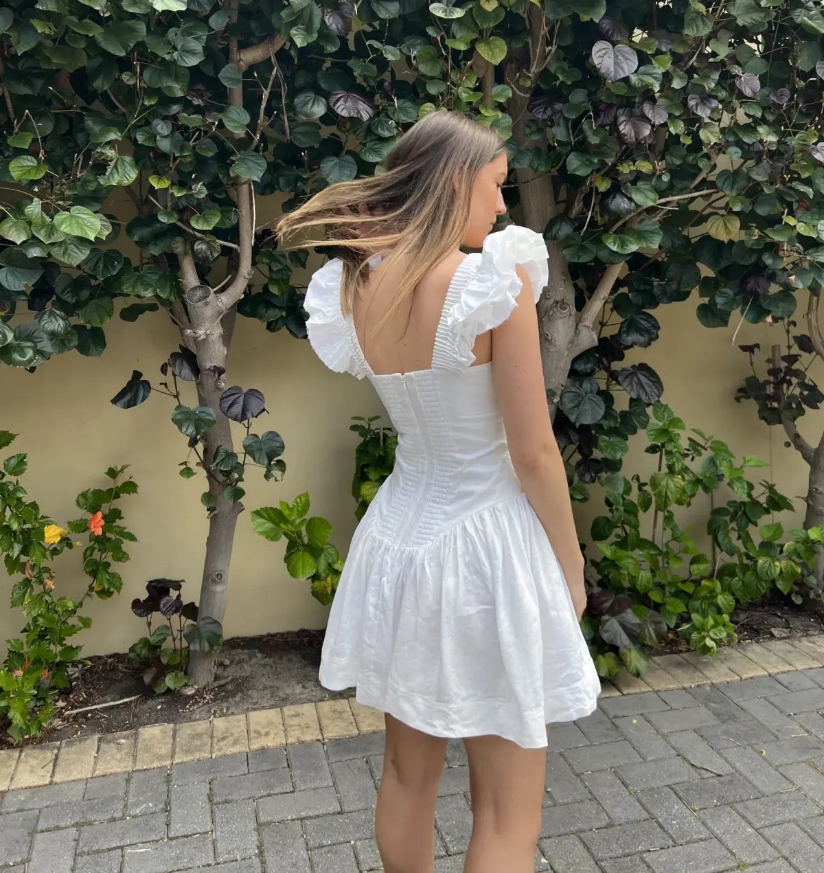 Aje Simone Frill Dress White Size 6 photo 4